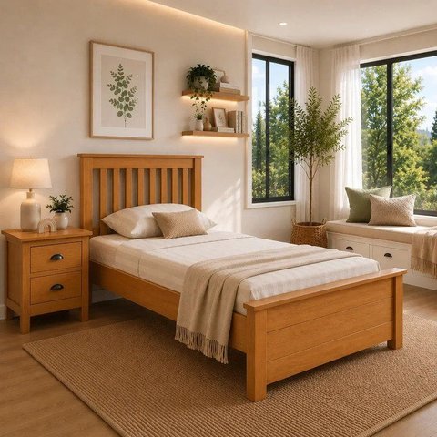 Cama de Solteiro de Madeira Maciça Ecoconfort - Mel
