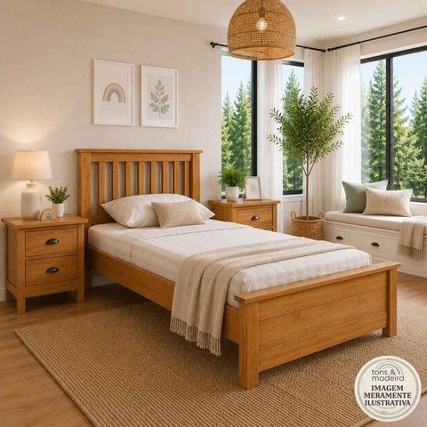 Cama de Solteiro de Madeira Maciça Ecoconfort - Mel