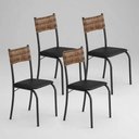 Ver imagem 1 de Kit 4 Cadeiras Atlanta Corino Preto e Rattan Carvalho Tubo Martelado