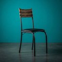 Ver imagem 2 de Kit 4 Cadeiras Atlanta Corino Preto e Rattan Carvalho Tubo Martelado