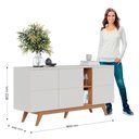 Ver imagem 4 de Aparador Buffet com 3 Portas e 2 Nichos Retrô 160cm Multimóveis Crcol-APA009 Off White/Madeirado