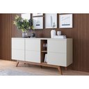 Ver imagem 1 de Aparador Buffet com 3 Portas e 2 Nichos Retrô 160cm Multimóveis Crcol-APA009 Off White/Madeirado