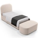 Ver imagem 3 de Cabeceira Cama Box 100cm Lanna com Puff Recamier Doha W01 Suede Bege - Lyam Decor