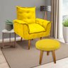 Kit Poltrona Opala Talita Cadeira Decorativa + Puff Redondo Pés Palito Mercado Dos Móveis:amarelo - 2