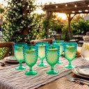 Ver imagem 2 de Jogo de 6 Taça Verde e Azul em Acrílico 500ml Mesa Posta para Suco Água e Refresco
