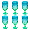 Ver imagem 1 de Jogo de 6 Taça Verde e Azul em Acrílico 500ml Mesa Posta para Suco Água e Refresco