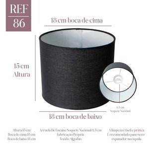 Cúpula Clássica de Abajur Luminária 18x18x15cm de Tecido Algodão Soquete Nacional Ref 86