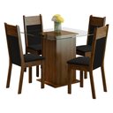 Ver imagem 2 de Conjunto Sala de Jantar Madesa Anita Mesa Tampo de Vidro 4 Cadeiras - Rustic/preto/sintético Preto