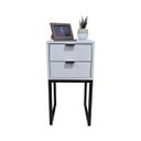 Ver imagem 5 de Mesa de Cabeceira Off White 30cm Eco Industrial 2 Gavetas Quarto Cama Base Metal Preta Puxador Preto