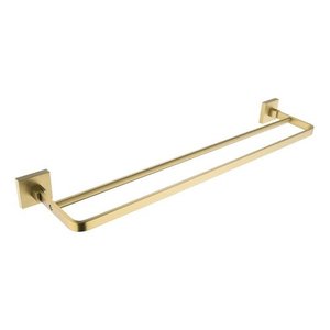 Toalheiro de Banho Dourado Fosco Quadrado Barra Dupla em Aço Inox