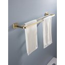Ver imagem 4 de Toalheiro de Banho Dourado Fosco Quadrado Barra Dupla em Aço Inox