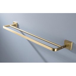 Toalheiro de Banho Dourado Fosco Quadrado Barra Dupla em Aço Inox - 3
