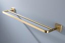 Ver imagem 3 de Toalheiro de Banho Dourado Fosco Quadrado Barra Dupla em Aço Inox