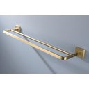 Ver imagem 3 de Toalheiro de Banho Dourado Fosco Quadrado Barra Dupla em Aço Inox