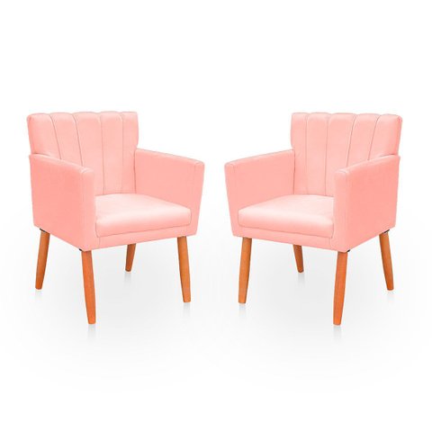 Kit com 2 Poltronas Cadeiras Elegante Confortável e Reforçada para Sala Carol Suede