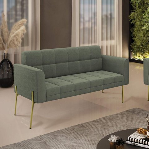 Sofá Namoradeira Elisa 2 Lugares 114cm Verde Pistache Bouclê D'Rossi