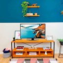 Ver imagem 1 de Rack de TV Industrial de Ferro e Madeira Style Square 3 Nichos Uno Carvalho e Preto