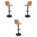 Ver imagem 1 de Kit 3 Banquetas Decorativas Travis Pu com Regulagem de Altura Base Disco C/apoio para Os Pés Caramel
