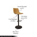 Ver imagem 3 de Kit 3 Banquetas Decorativas Travis Pu com Regulagem de Altura Base Disco C/apoio para Os Pés Caramel