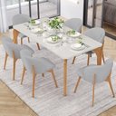 Ver imagem 2 de Kit 06 Cadeiras de Jantar e Estar Living Estofada Mia L02 Linho Cinza - Lyam Decor