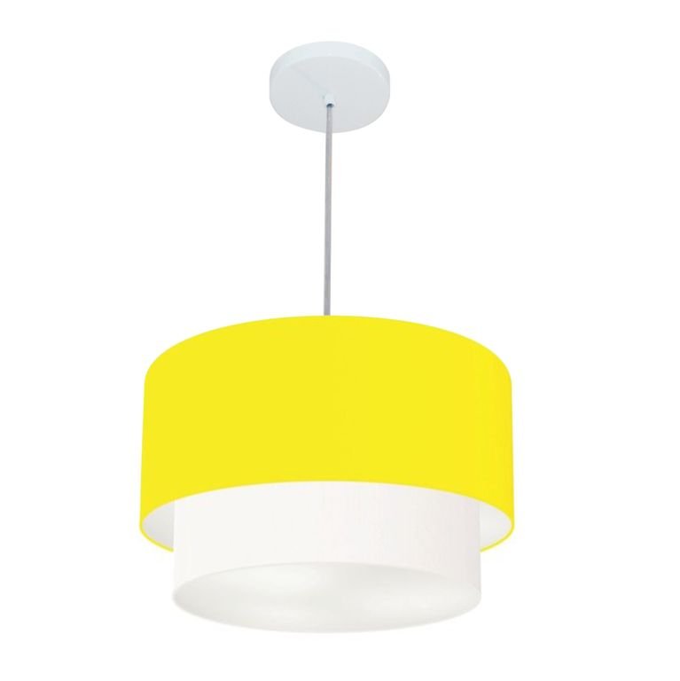 Pendente Cilíndrico Amarelo e Branco MJ-4354 Para Mesa de Jantar e Estar - 1