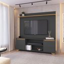 Ver imagem 1 de Conjunto Sala de Estar Rack 2 Portas com Painel para TV até 42 Polegadas 181CMX135CM Benevello Cinza