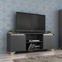 Ver imagem 3 de Conjunto Sala de Estar Rack 2 Portas com Painel para TV até 42 Polegadas 181CMX135CM Benevello Cinza