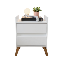 Jogo Duas Mesas Cabeceira com 2 Gavetas Mesinhas Quarto Cama Decoração Moderna Lateral Organizadora - 3