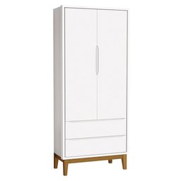 Cômoda Gaveteiro e Guarda Roupa Infantil 2 Portas New Classic Branco com Pés Madeira – Reller - 3