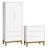 Cômoda Gaveteiro e Guarda Roupa Infantil 2 Portas New Classic Branco com Pés Madeira – Reller - 1
