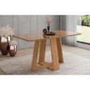 Ver imagem 1 de Mesa P/ Cozinha Lins Sc92 C/ Tampo Madeirado C/ Vidro Curvo 160x90cm Nature - Henn