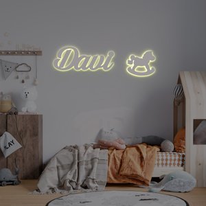 Kit 2 Luminosos Decorativos Nome + Cavalinho Led