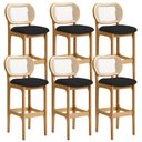 Ver imagem 1 de Kit 06 Banquetas Altas Para Cozinha Bancada Sala Tela Betta Fixa L02 Suede Preto - Lyam Lyam Decor