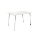 Ver imagem 4 de Conjunto Sala de Jantar 1 Mesa Iguaçu Tampo Vidro Retangular 4 Cadeiras Portugal Bege/Cromado/Off Withe/Nude