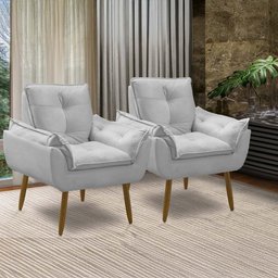 Kit 2 Poltronas Decorativas Opala Recepção Luxo Confortável - 2