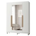 Ver imagem 2 de Guarda-Roupa Solteiro com Pés 4 Portas Batentes com Espelho Branco/Branco/Rustic Netuno Madesa