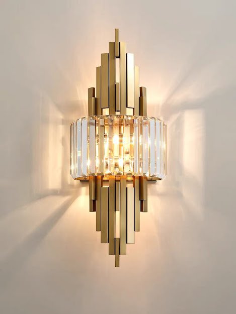 Arandela Moderna Dourada com Cristais 2E14 60cm PARIS LUZ - 2