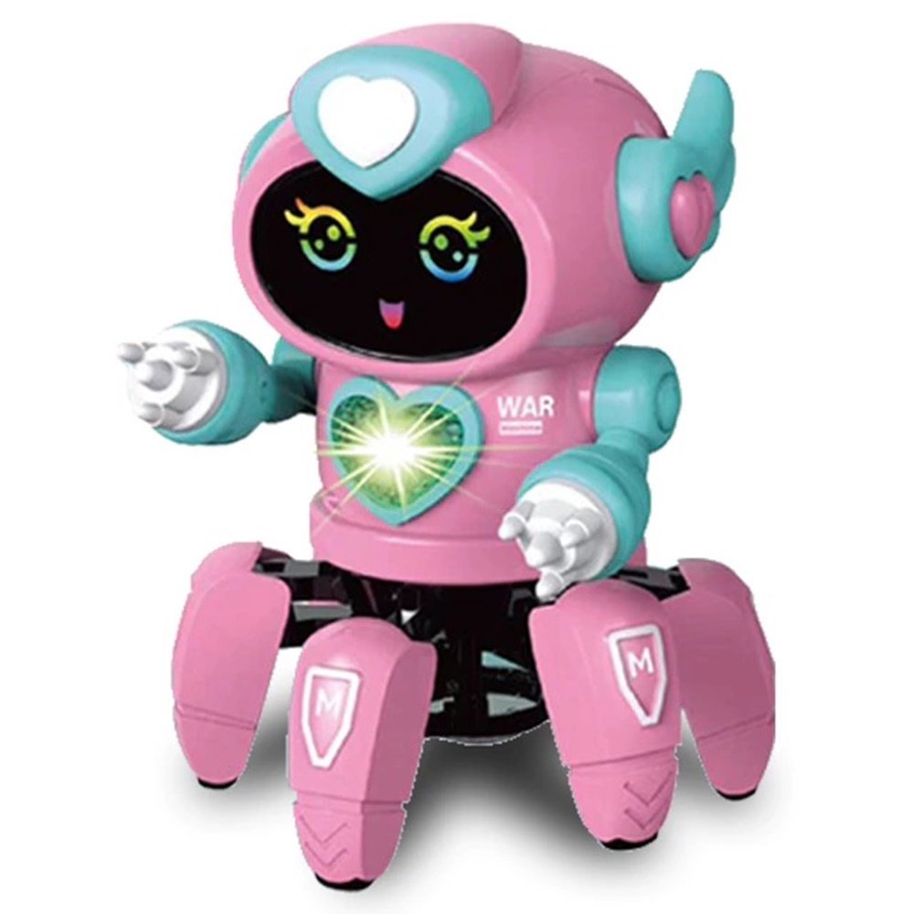 Robô Aranha Dançarino de 6 Pernas com Luz e Som P&D Rosa