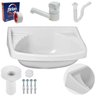 Pia Lavatório Banheiro 4,8L + Torneira Branca + Sifão Universal Branco + Fita Veda Rosca - 1