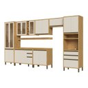 Ver imagem 3 de Armário de Cozinha Completa Modulada 7 Peças 17 Portas com Vidro e Tampo 100% MDF Barbados Espresso Móveis Bege/Amêndoa/Off White