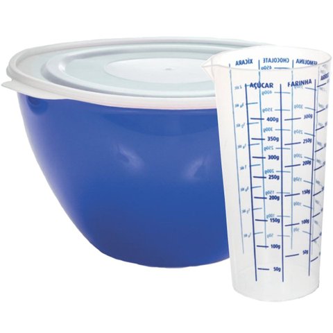 Copo Medida 500ml + Pote Redondo com Tampa 5,2 Litros Colors.