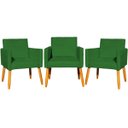 Ver imagem 1 de Kit 3 Poltronas Decorativa para Sala Recepção Consultório Escritório Nina Tecido Suede