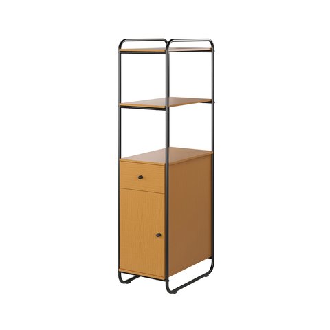 Estante com Porta Gaveta Criare Estilo Industrial Prateleiras Multiuso Escritório Alta Cor Nature