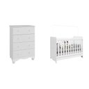 Ver imagem 2 de Quarto de Bebê com Cômoda 4 Gavetas e Berço Mini Cama 3 em 1 Cambalhota Espresso Móveis Branco/Brilho
