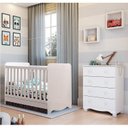 Ver imagem 1 de Quarto de Bebê com Cômoda 4 Gavetas e Berço Mini Cama 3 em 1 Cambalhota Espresso Móveis Branco/Brilho