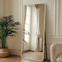 Ver imagem 7 de Espelho Retangular Grande Moldura em Metal Off White Corpo Inteiro 170x70cm Suporte de Chão