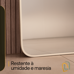 Espelho Retangular Grande Moldura em Metal Off White Corpo Inteiro 170x70cm Suporte de Chão - 10