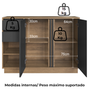 Ver imagem 6 de Balcão para Escritório Office 110 cm 2 Portas 2 Gavetas em MDP Faema Móveis Mel/Grafite