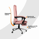 Ver imagem 6 de Kit 2 Cadeiras Presidente Ergonômica Apoio para Pés - Rosa