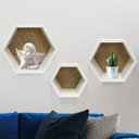 Ver imagem 1 de Kit c/ 3 Nichos Hexagonal Decorativos Mosaico Kit Hex Mosaico:Preto